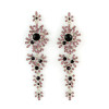 E-3359  Women 2014 New Fashion Full Rhinestone Crystal Long Snowflake Flower Dangle Drop Tassel Earrings Silver For Sale