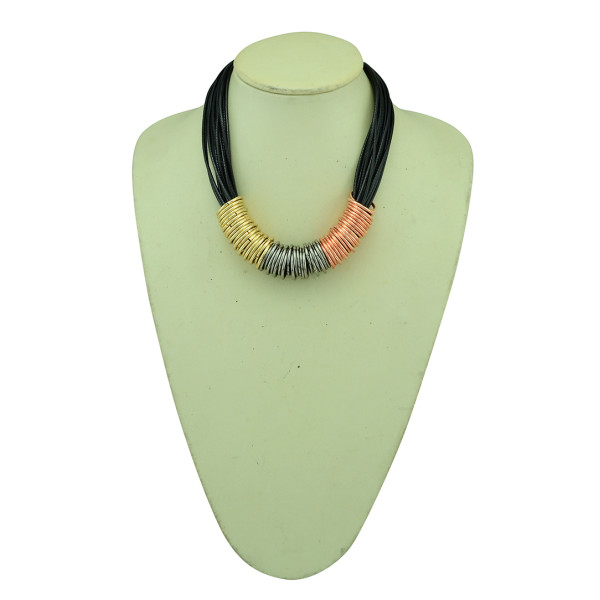 N-5263  Bohemian multilayer black chains hoop Choker Necklace