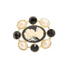 P-0146 European Gold Plated Alloy Pearl Black Head Photo Brooch