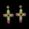 E-3333 Baroque luxury yellow gold plated crystal cross drops earrings pearl flower dangle earrings for women
