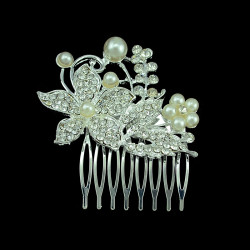 F-0201  bride bridesmaid jewelry 2 style Fashion Korean Style Silver Plated Alloy Rhinestone Pearl Flower Leaf Bowknot Hair Comb