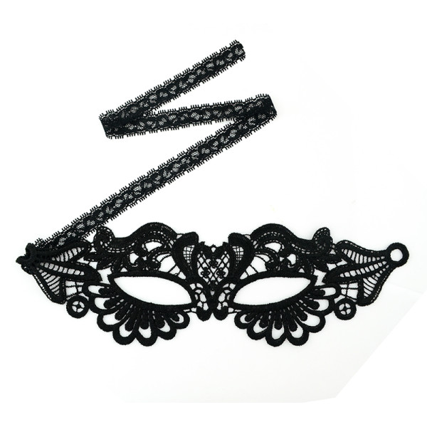 N-5279 New Gothic White Black Silk Needle Lace Chain Hollow Out Flower Mask For Masked Ball