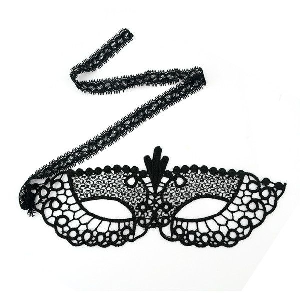 N-5278 New Gothic White Black Silk Needle Lace Chain Hollow Out Flower Mask For Masked Ball