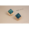 E-3367  New Products Korean Style Fashion Jewelry Gold Plated Alloy Blue Rhinestone Stud Earring For Women