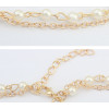 F-0200 Europea Style Gold Plated Alloy Pearl Chain Tassels Hairband
