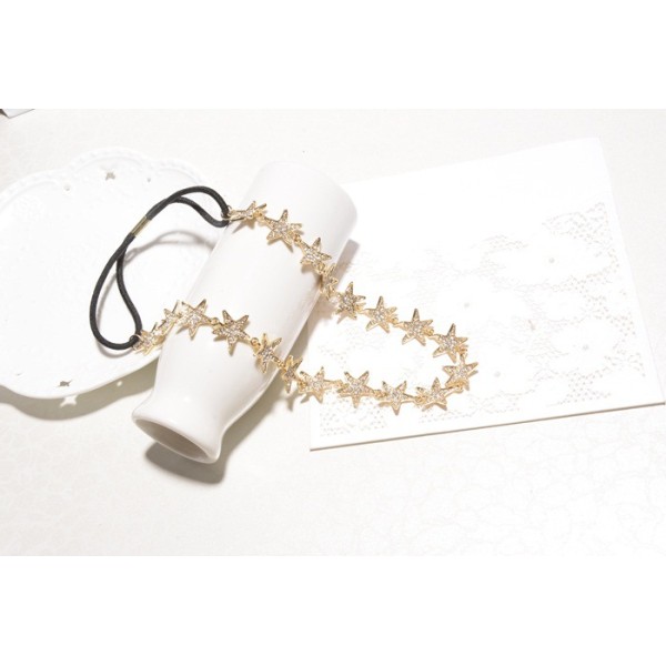F-0195  Korean style alloy full diamond five-pointed star shining hair band