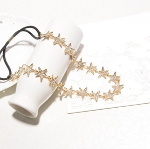 F-0195  Korean style alloy full diamond five-pointed star shining hair band
