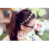 F-0199  Europea Style Gold Plated Alloy Yellow Enamel Rhinestone Flower Rhinestone Hairband