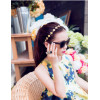 F-0199  Europea Style Gold Plated Alloy Yellow Enamel Rhinestone Flower Rhinestone Hairband