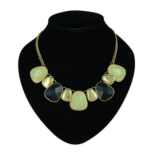 N-0772 Candy Colors Gold Plated Metal Handmade Acrylic Choker Necklace