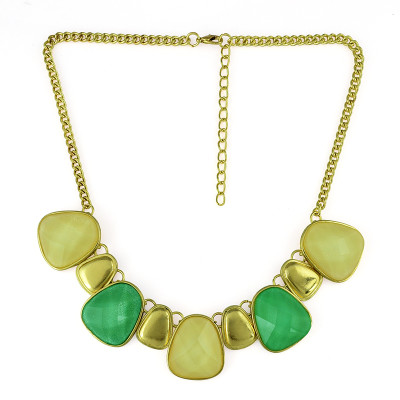 N-0772 Candy Colors Gold Plated Metal Handmade Acrylic Choker Necklace