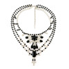 N-0279 2015 Style Nobel  Rhinestone 5 colors multilevel Resin Chains Necklace N-0279