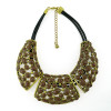 New Arrival Vintage Style Bronze Alloy Hollow Out Resin Drop Choker Necklace N-1345
