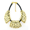 New Arrival Vintage Style Bronze Alloy Hollow Out Resin Drop Choker Necklace N-1345