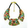 New Arrival Vintage Style Bronze Alloy Hollow Out Resin Drop Choker Necklace N-1345