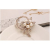 P-0163 Korean style pearl flower scarf buckle alloy rhinestone collar pin brooch