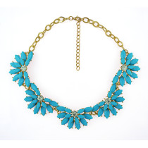 New fashion gold plated resin gem crystal flower Choker Necklace adjustable N-0292