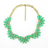 New fashion gold plated resin gem crystal flower Choker Necklace adjustable N-0292