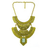 N-5292 European Vintage Style Carving Flower Moon Coin Tassels Crystal Necklace