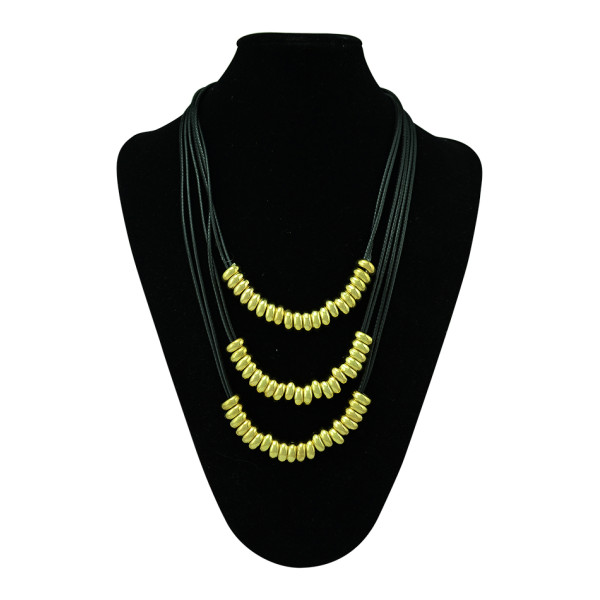 N-5288 European multilayer leather chain choker necklace floating metal circles charm necklace jewelry for men women