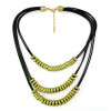 N-5288 European multilayer leather chain choker necklace floating metal circles charm necklace jewelry for men women