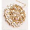 P-0158 European Fashion Jewelry Rhinestone Pearl Brooch Gold plated Flower Brooches For Wedding Bouquets Christmas Gift