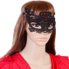 N-5295 New Gothic Black Silk Needle Lace Chain Hollow Out Flower Red Stone Crystal Mask