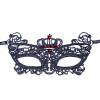 N-5295 New Gothic Black Silk Needle Lace Chain Hollow Out Flower Red Stone Crystal Mask