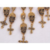 N-3922 Europea Style punk rock vinatge retro Silver/Gun Black Plated Alloy white/pink Rhinestone Skull Head Skeleton Cross tassel statement  Necklace Costume Jewelry