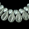 N-5301 European style vintage silver print leaves flower crystal drop stone luxury statement bib necklace