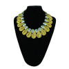 N-5301 European style vintage silver print leaves flower crystal drop stone luxury statement bib necklace