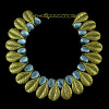 N-5301 European style vintage silver print leaves flower crystal drop stone luxury statement bib necklace