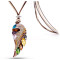 N-5300 European style multilayer Chain Crystal Rhinestone Colorful Wing Pendant Brooch Necklace