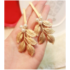F-0206 Korean style Silver Gold Plated Leaf Pearl Hair Clip