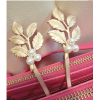 F-0206 Korean style Silver Gold Plated Leaf Pearl Hair Clip