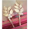 F-0206 Korean style Silver Gold Plated Leaf Pearl Hair Clip