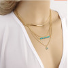 N-5303 European Style gold plated alloy multi-element turquoise beads multilayer copper eye pendant necklace