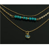 N-5303 European Style gold plated alloy multi-element turquoise beads multilayer copper eye pendant necklace