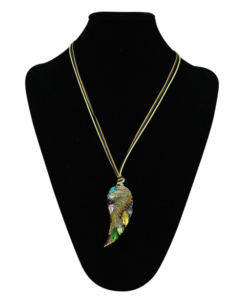 N-5300 European style multilayer Chain Crystal Rhinestone Colorful Wing Pendant Brooch Necklace