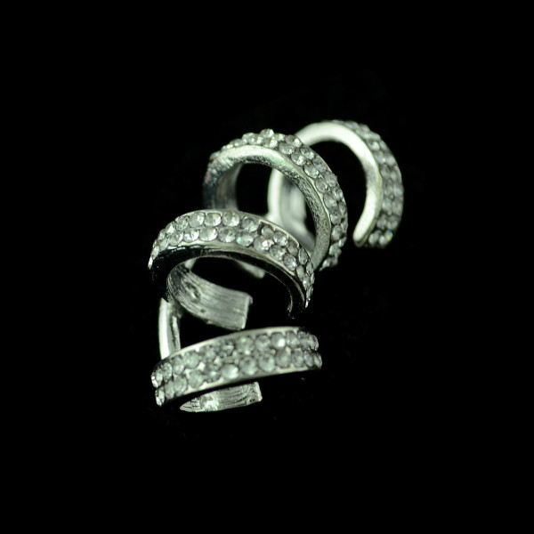 E-3382 Korean Fashion Jewelry Silver Gold Plated Charming Rhinestone Hollow Out Ear Cuff No Pierced Clip Earrings