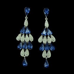 E-3384 Fashion Jewelry Silver Plated Zircon Crystal Rhinestone Flower Drop Dangle Earrings