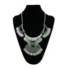 N-5225 Bohemian Antalya Medium Carving Rhinestone Large Pendants Coin Collar Fringe Chain Necklace Silver Gypsy Statement Boho Festival Turkish Jewelry Ethnic