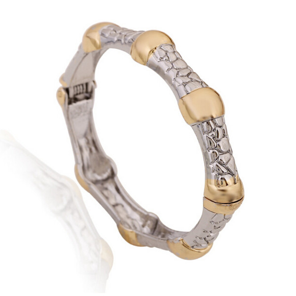 B-0412  9 Styles Vintage Silver Golden Wide Chain Simple Pearl Bead Pattern Cuff  Bangle Bracelet 9 Design