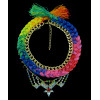 N-5337 European vintage fashion alloy crystal gemstone colorful red rope necklace