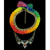 N-5337 European vintage fashion alloy crystal gemstone colorful red rope necklace