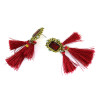 E-3389 European Style vintage gold plated alloy square gem stone rhinestone crystal thread fringe tassel long earrings