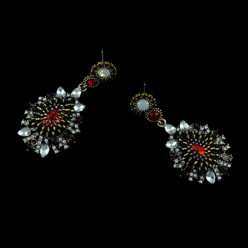 E-3392 2015 Vintage Bohemian Style Red Black Blue Crystal Water Drop Gold Plated Rhinestone Big Dangle Earrings For Women Fashion Jewelry