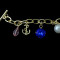 B-0444 European and American style gold plated alloy skull chain pearl gem bracelet