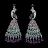 E-3399 European style gold plated alloy full rhinestone vivid peacock luxury statement large earrings