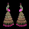 E-3399 European style gold plated alloy full rhinestone vivid peacock luxury statement large earrings